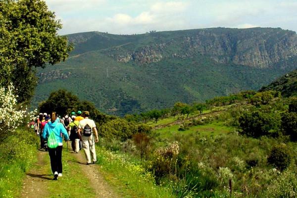 Senderismo con el brotar del campo